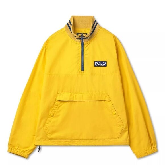 Polo Ralph Lauren Men's Jacket Size L Yellow Poplin Volleyball 1/4 Zip Pullover - Picture 1 of 16